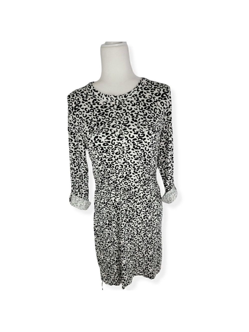 Simply Styled Black and White Cheetah Print Dress Small Petite NWT